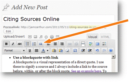 blockquote icon on WordPress