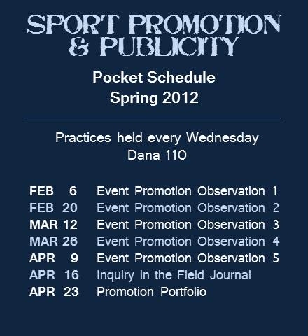 Sport Promotion & Publicity Pocket Schedule